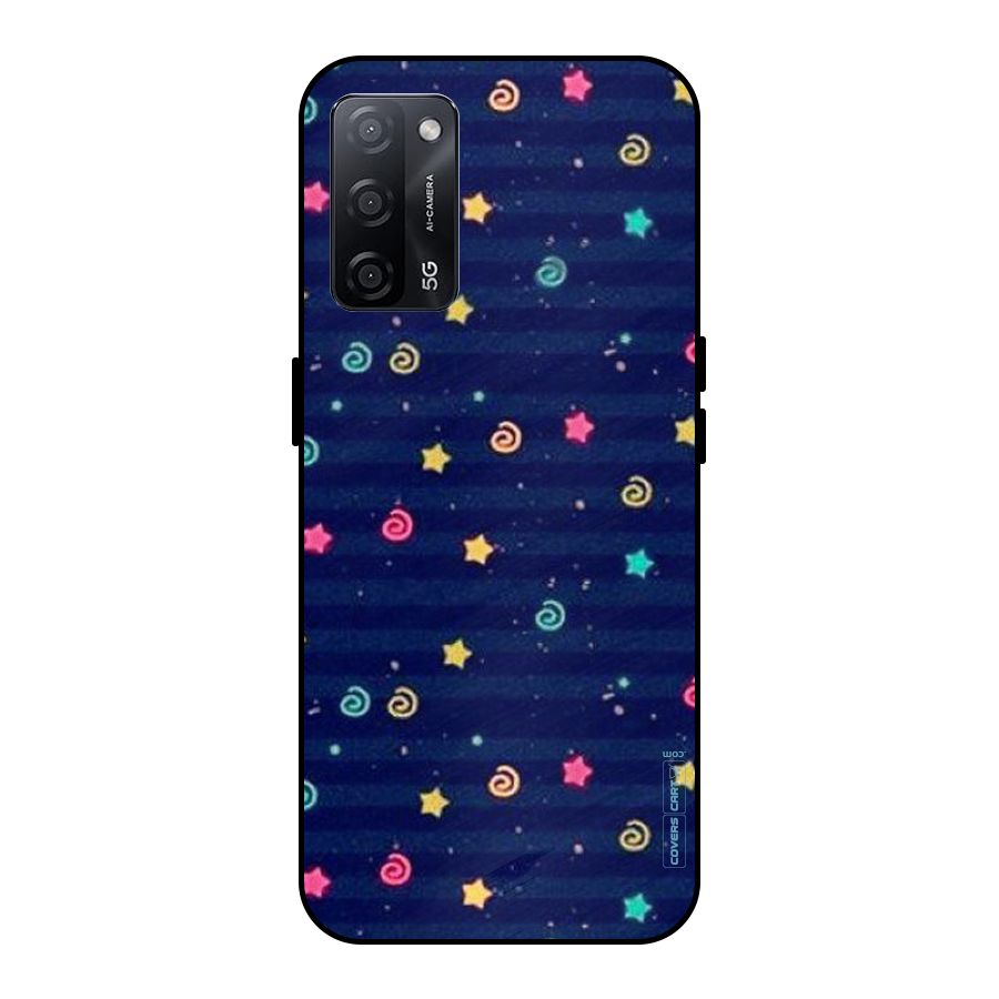 Cute Stars Design Metal Back Case for Oppo A53s 5G