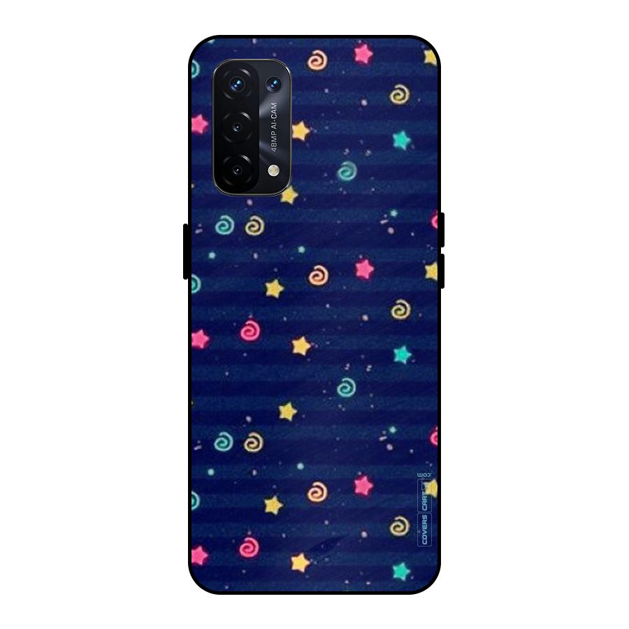 Cute Stars Design Metal Back Case for Oppo A74 5G