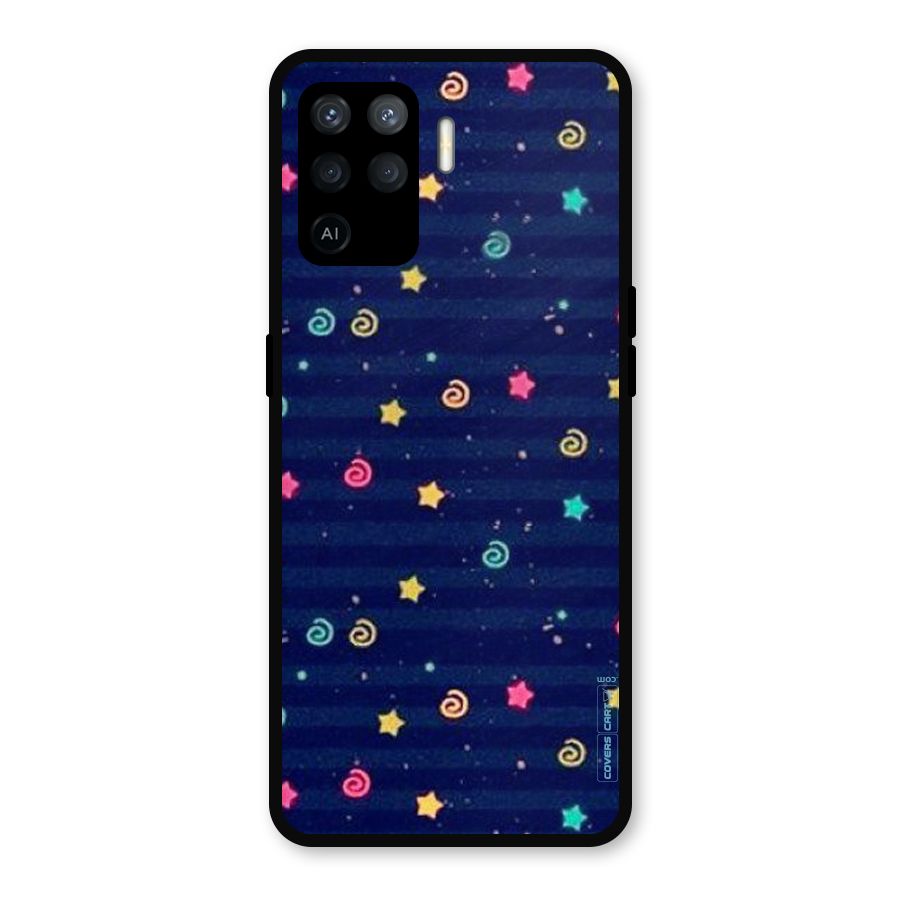 Cute Stars Design Metal Back Case for Oppo F19 Pro