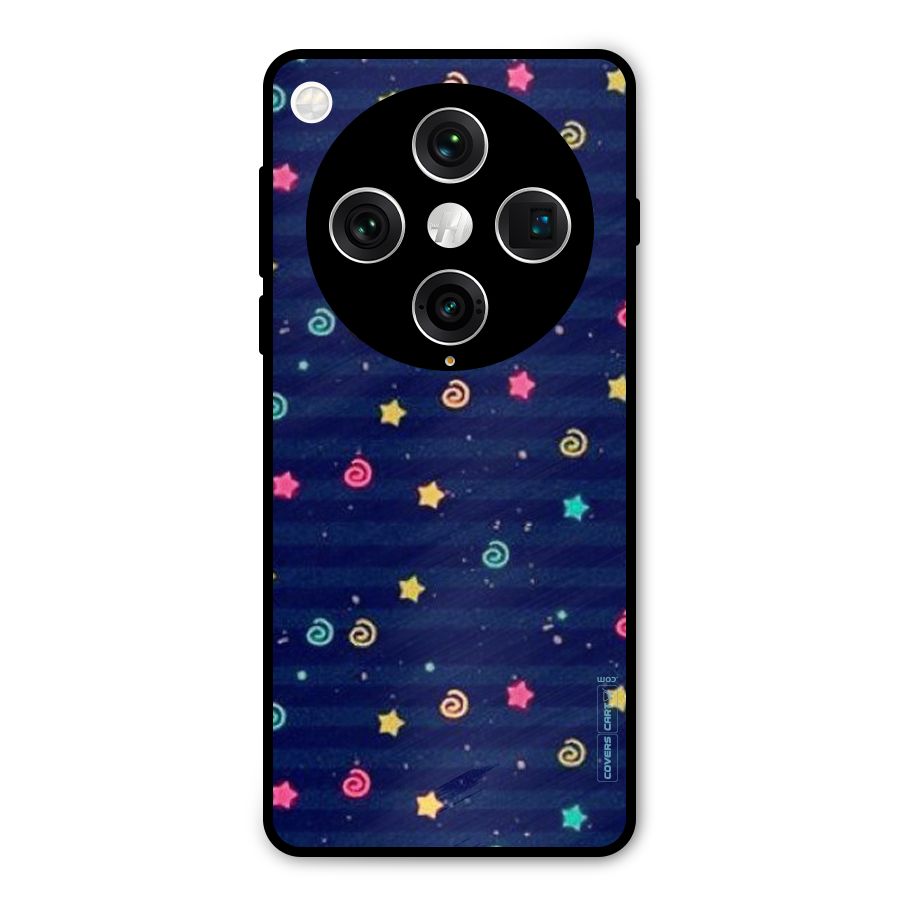 Cute Stars Design Metal Back Case for Oppo Find X8 Pro