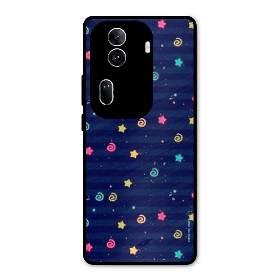 Cute Stars Design Metal Back Case for Oppo Reno11 Pro 5G