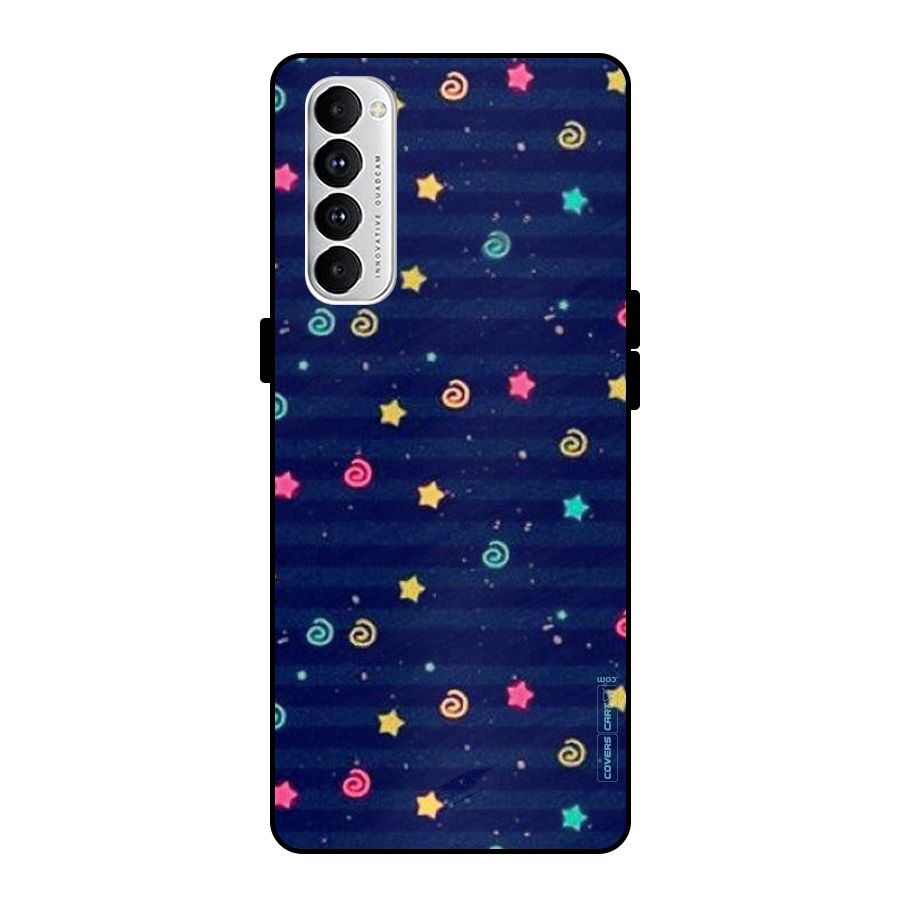 Cute Stars Design Metal Back Case for Oppo Reno4 Pro