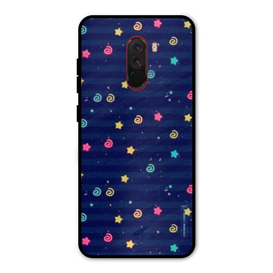 Cute Stars Design Metal Back Case for Poco F1