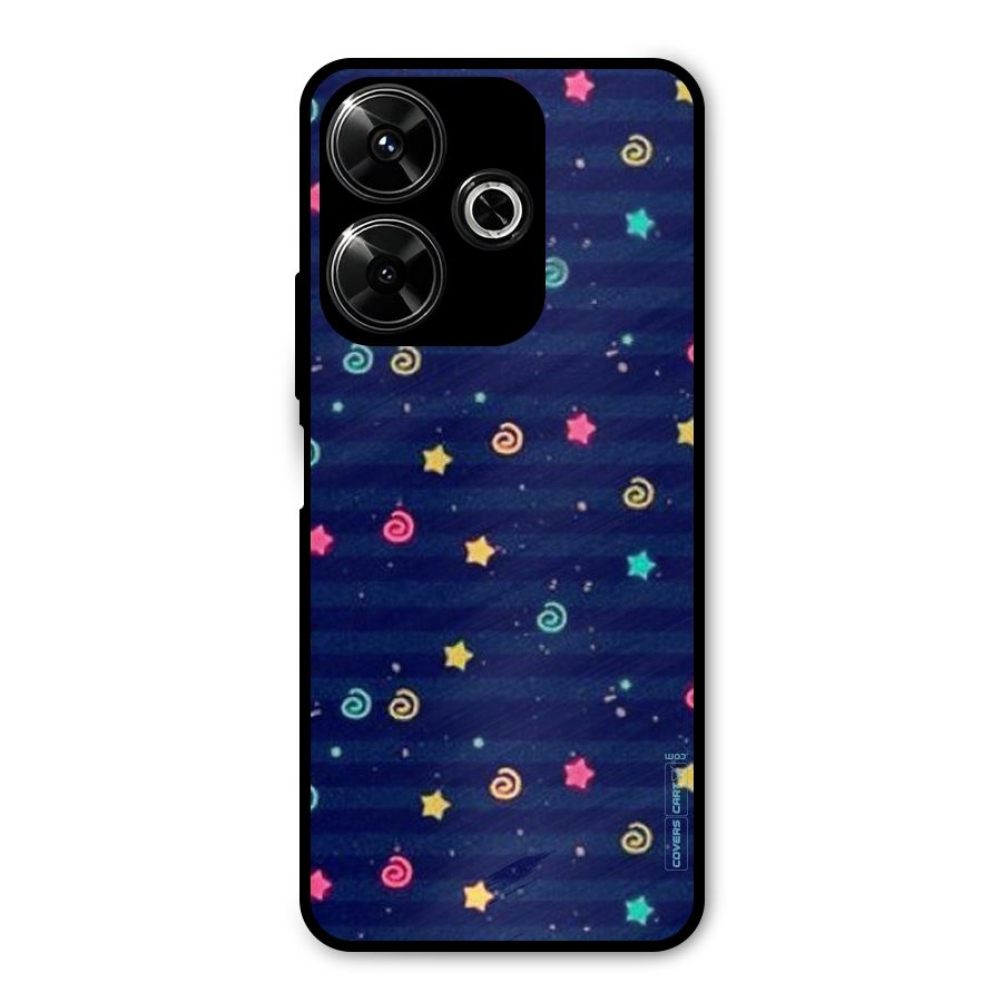 Cute Stars Design Metal Back Case for Poco M6 Plus