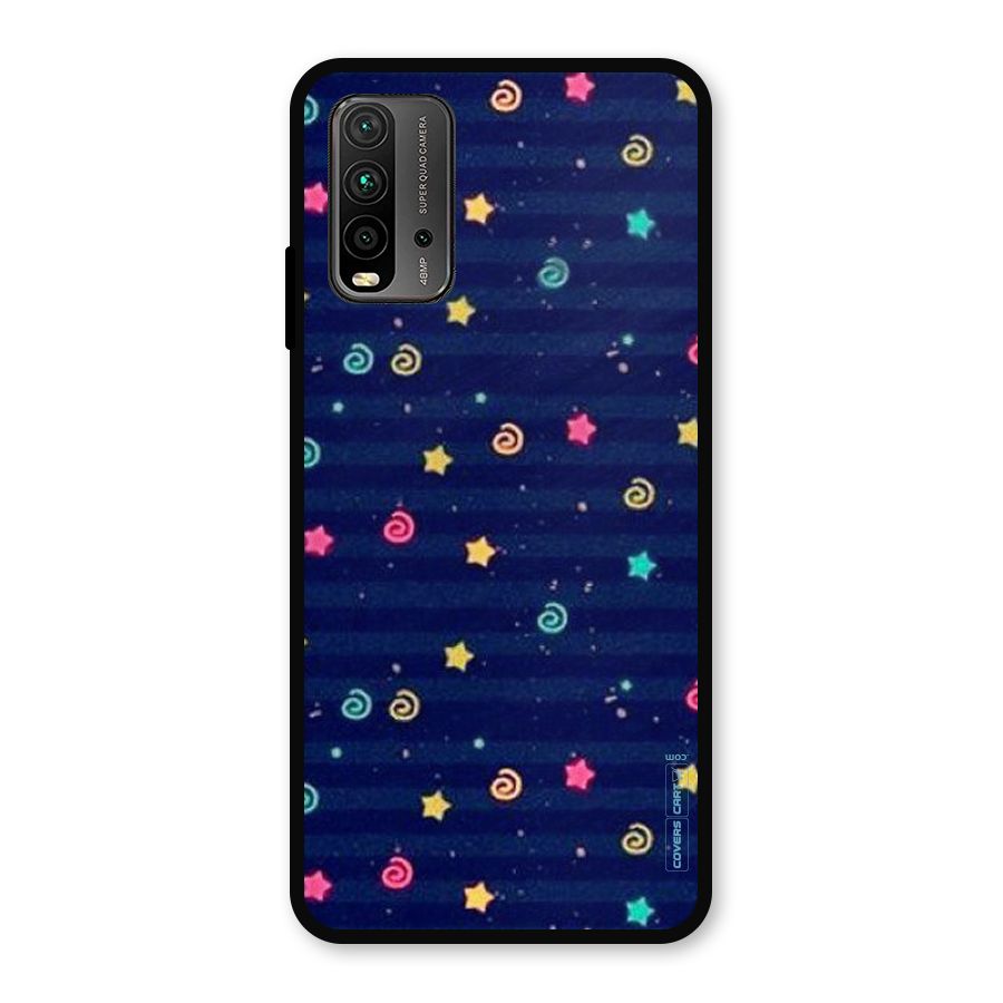 Cute Stars Design Metal Back Case for Redmi 9 Power