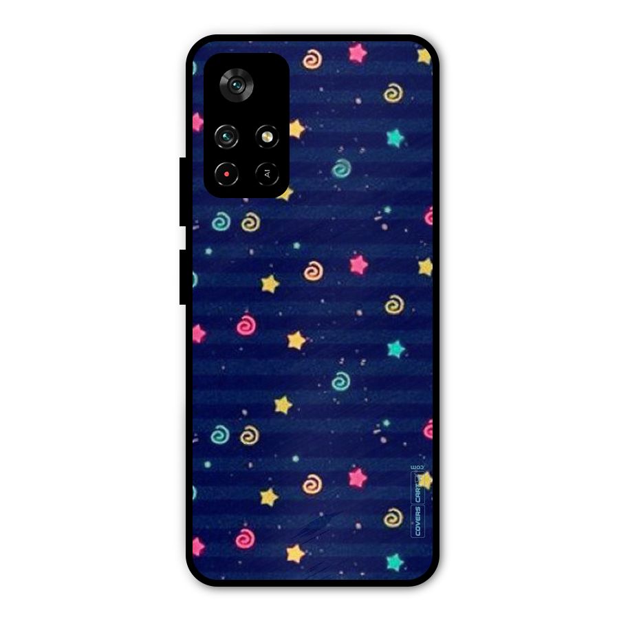Cute Stars Design Metal Back Case for Redmi Note 11T 5G