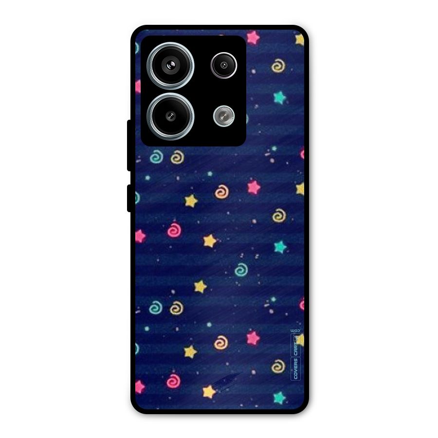 Cute Stars Design Metal Back Case for Redmi Note 13 Pro 5G