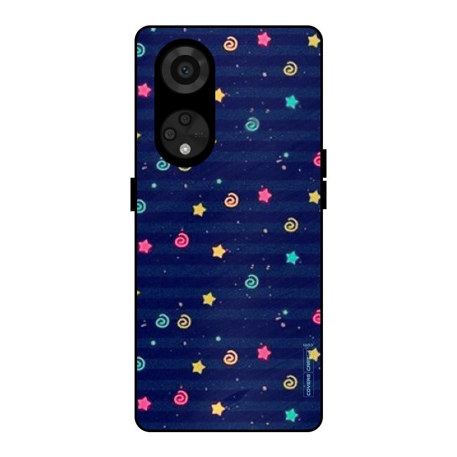Cute Stars Design Metal Back Case for Reno8 T 5G