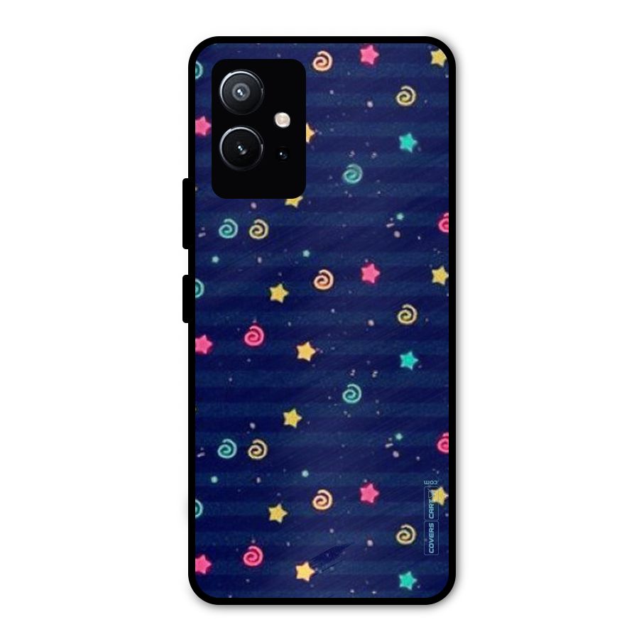 Cute Stars Design Metal Back Case for Vivo Y75 5G