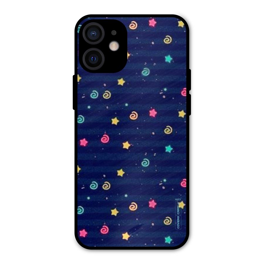 Cute Stars Design Metal Back Case for iPhone 12 Mini