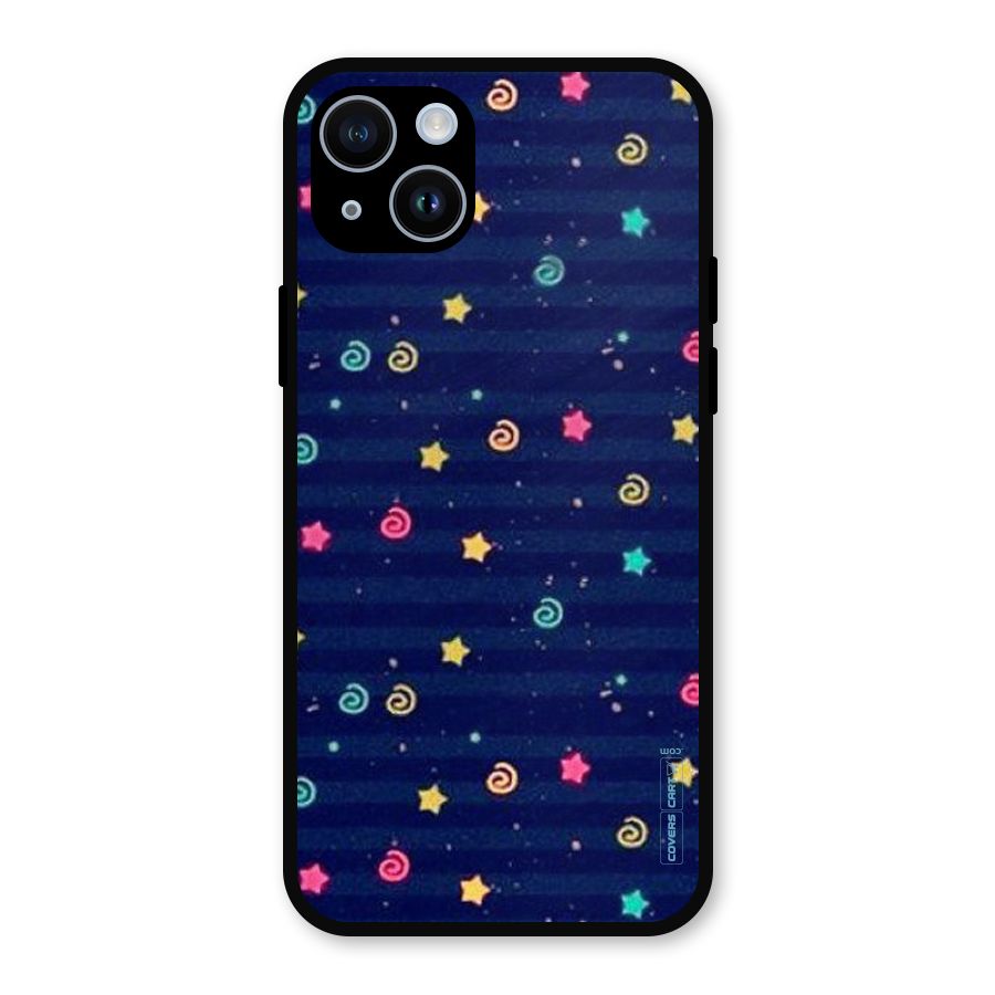 Cute Stars Design Metal Back Case for iPhone 14