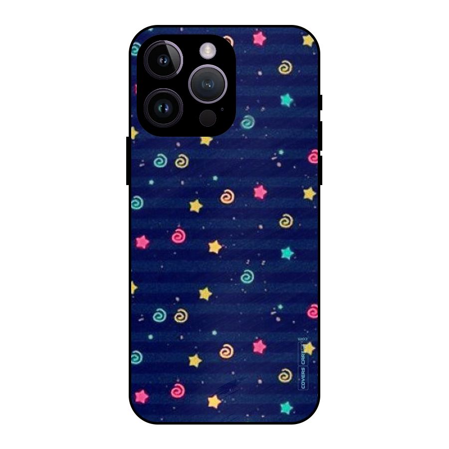 Cute Stars Design Metal Back Case for iPhone 14 Pro Max