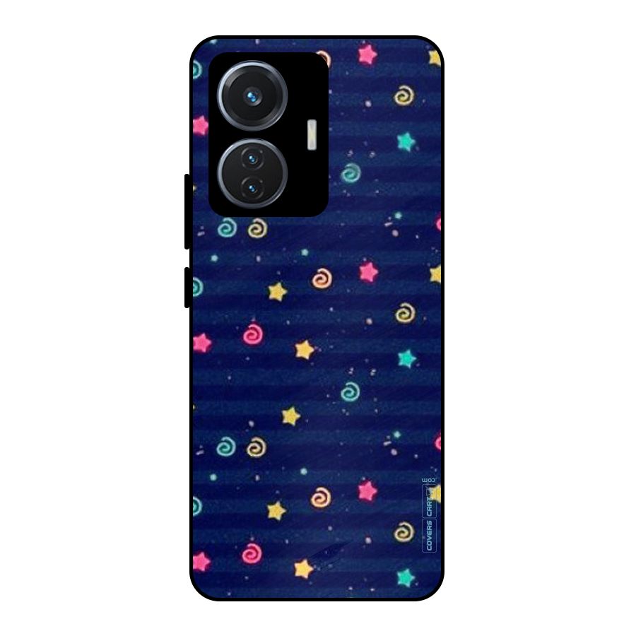 Cute Stars Design Metal Back Case for iQOO Z6 44W