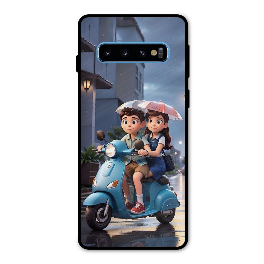 Cute Teen Scooter Metal Back Case for Galaxy S10