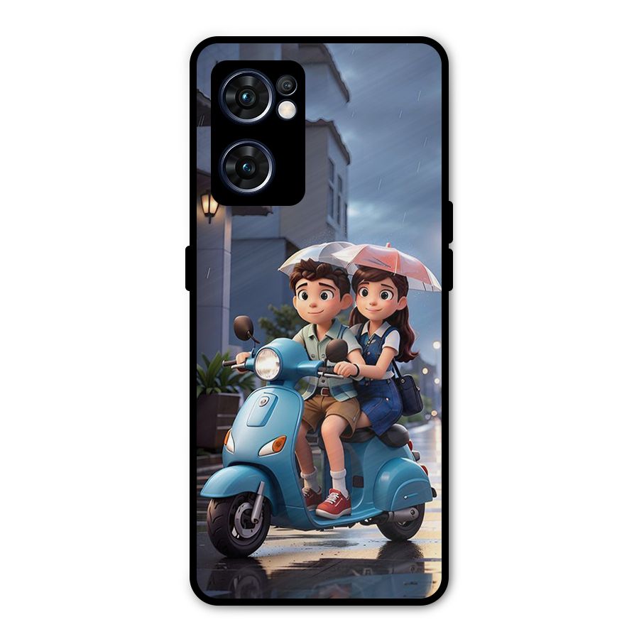Cute Teen Scooter Metal Back Case for Oppo Reno7 5G