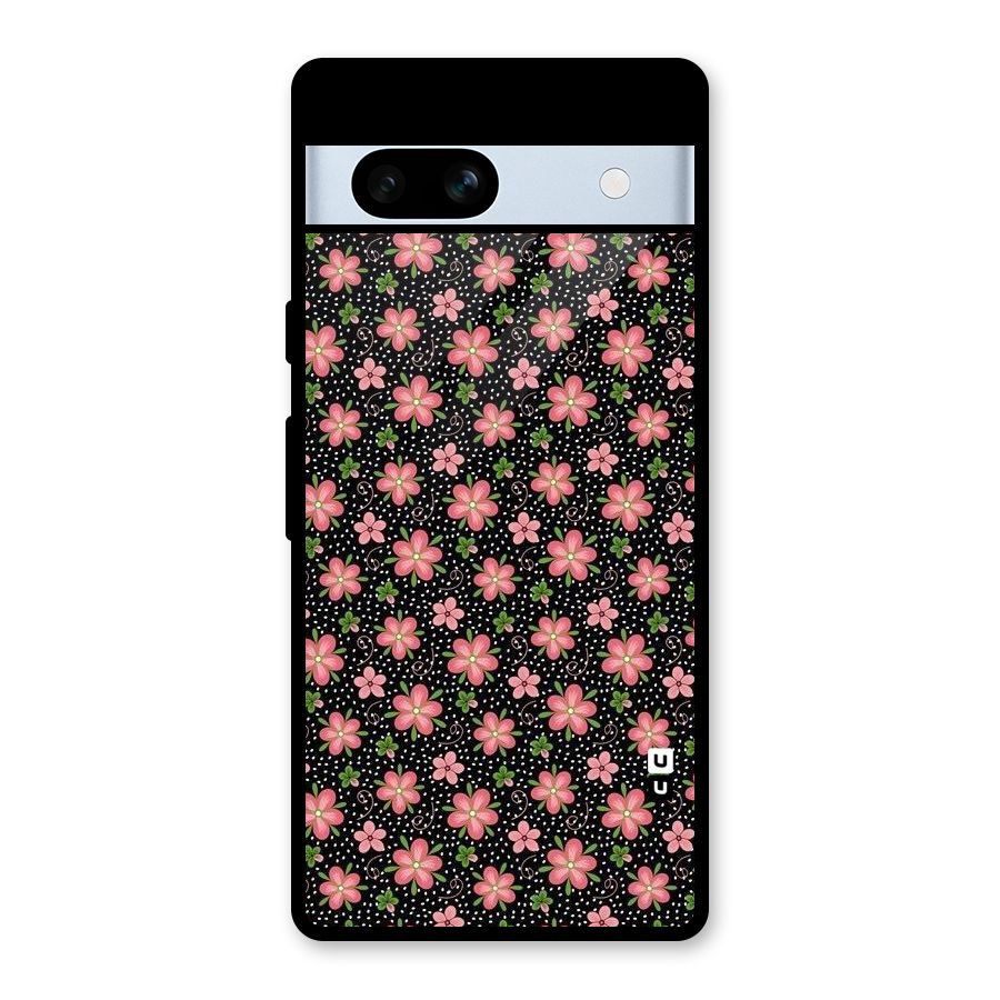 Cute Tiny Flowers Glass Back Case for Google Pixel 7a