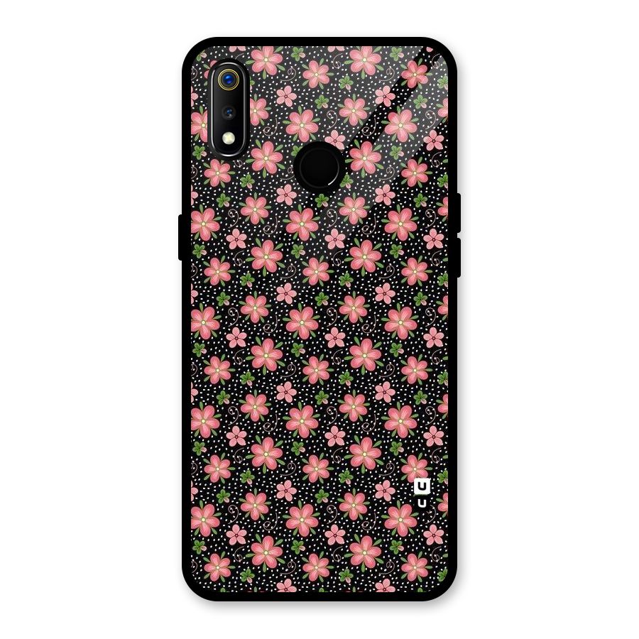 Cute Tiny Flowers Glass Back Case for Realme 3i