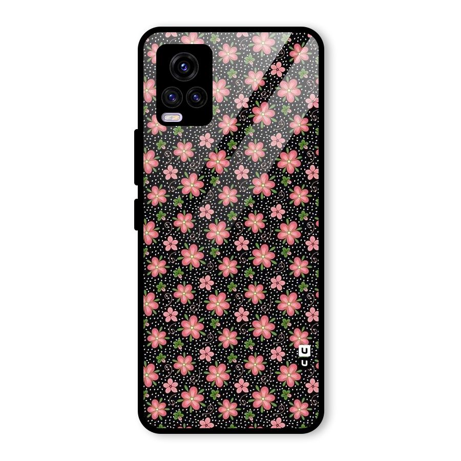 Cute Tiny Flowers Glass Back Case for Vivo V20 2021
