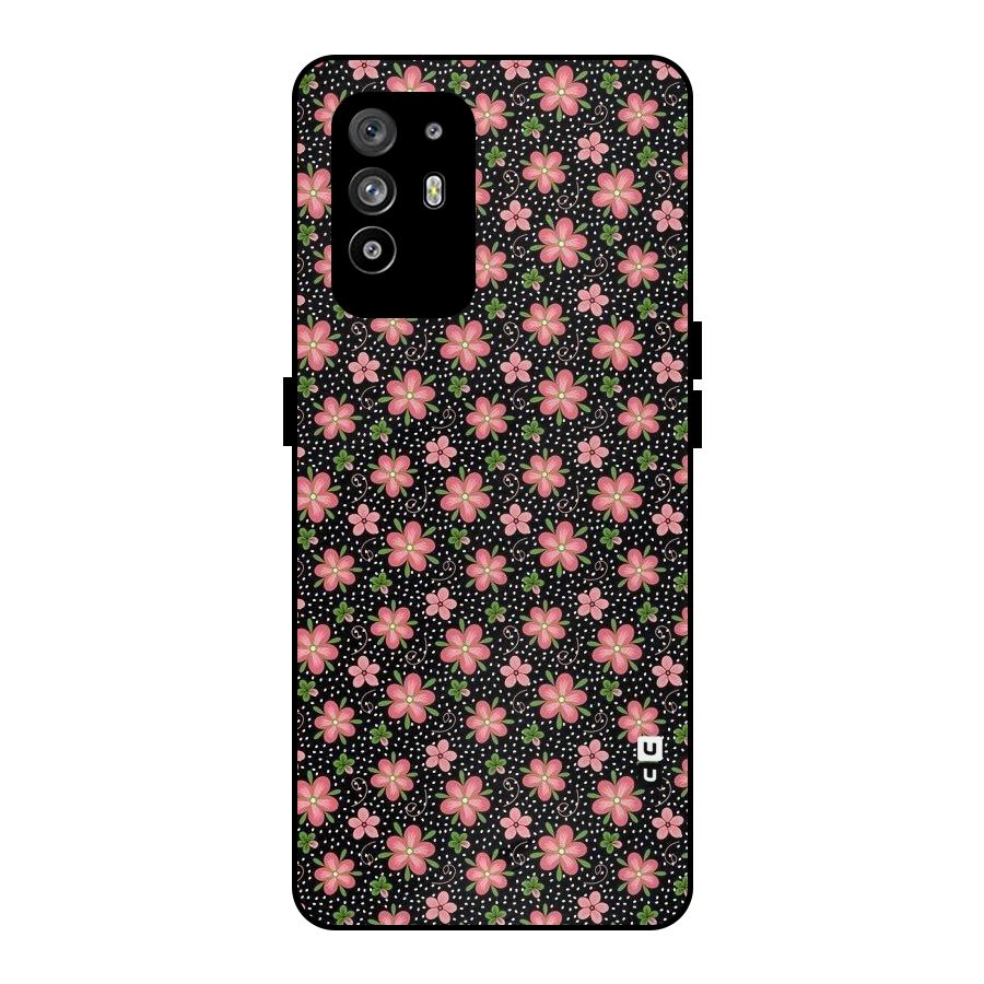 Cute Tiny Flowers Metal Back Case for Oppo F19 Pro Plus 5G