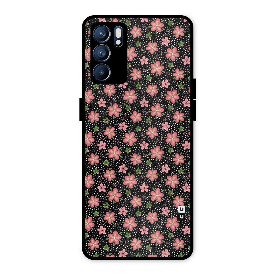 Cute Tiny Flowers Metal Back Case for Oppo Reno6 5G