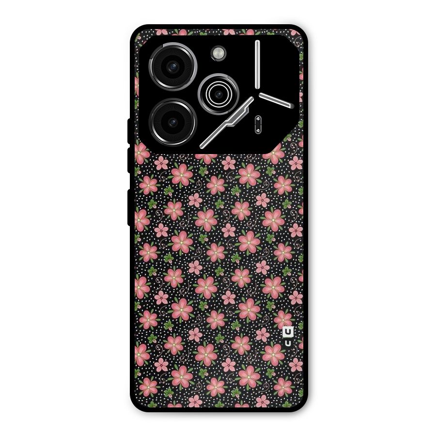 Cute Tiny Flowers Metal Back Case for Tecno Pova 6 Pro