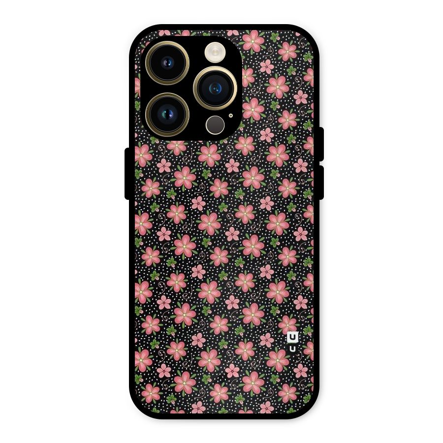 Cute Tiny Flowers Metal Back Case for iPhone 14 Pro