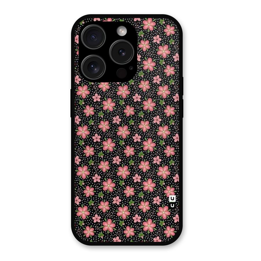 Cute Tiny Flowers Metal Back Case for iPhone 15 Pro