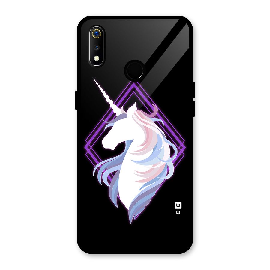 Cute Unicorn Illustration Glass Back Case for Realme 3
