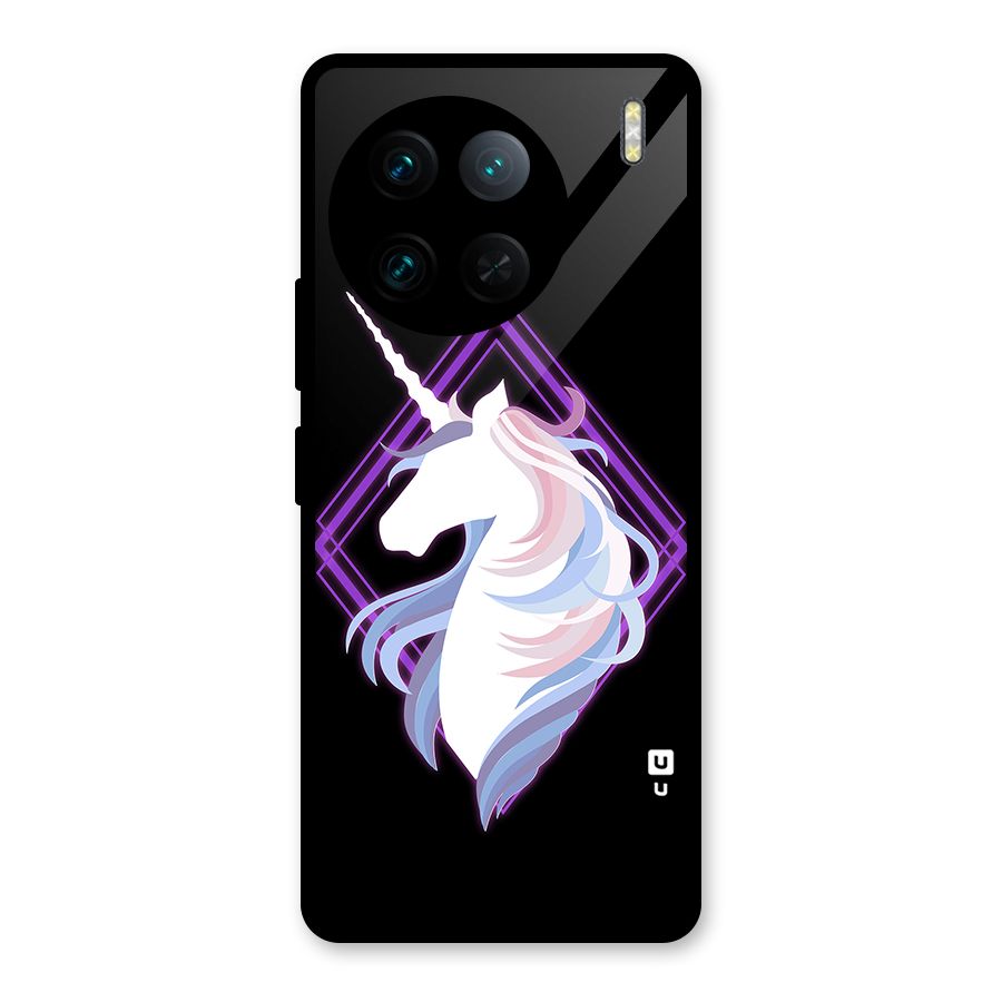 Cute Unicorn Illustration Glass Back Case for Vivo X90 Pro