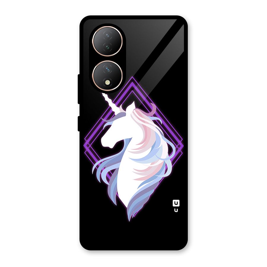 Cute Unicorn Illustration Glass Back Case for Vivo Y100A