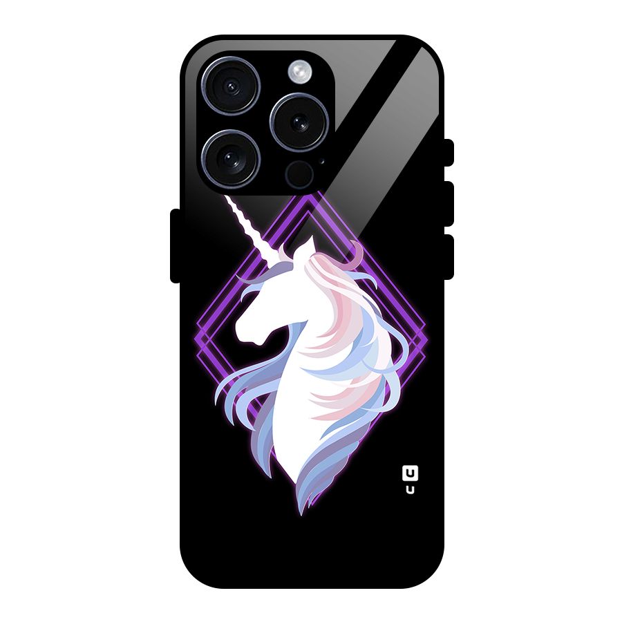 Cute Unicorn Illustration Glass Back Case for iPhone 15 Pro