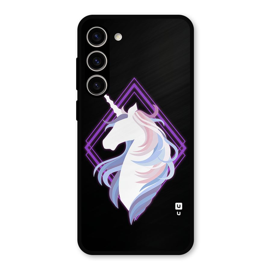 Cute Unicorn Illustration Metal Back Case for Galaxy S23 Plus