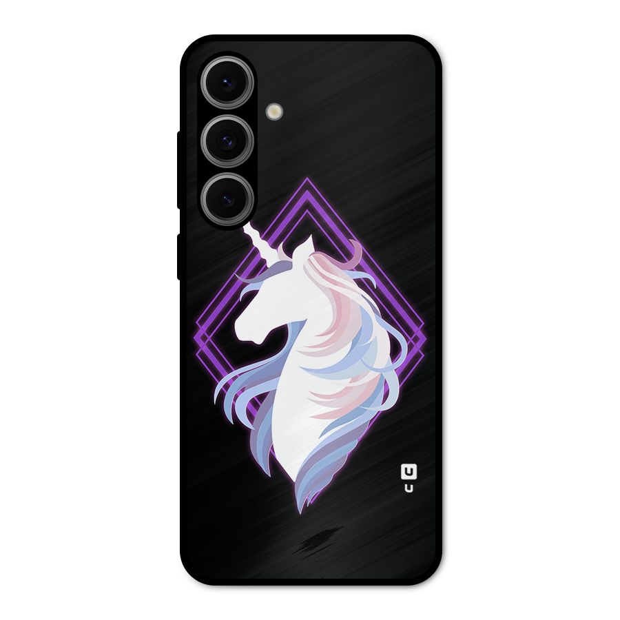 Cute Unicorn Illustration Metal Back Case for Galaxy S24 FE