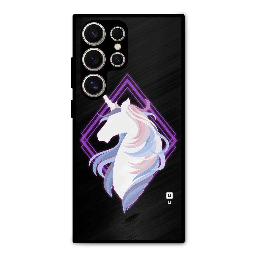 Cute Unicorn Illustration Metal Back Case for Galaxy S24 Ultra