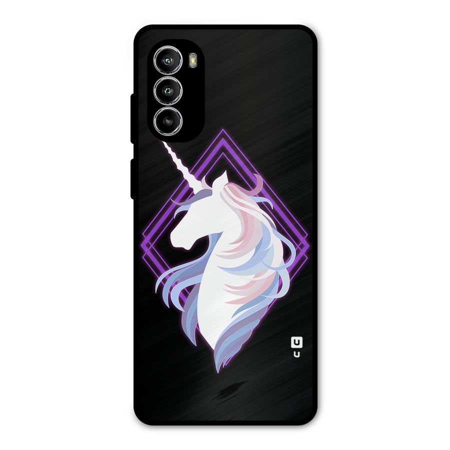 Cute Unicorn Illustration Metal Back Case for Moto G52