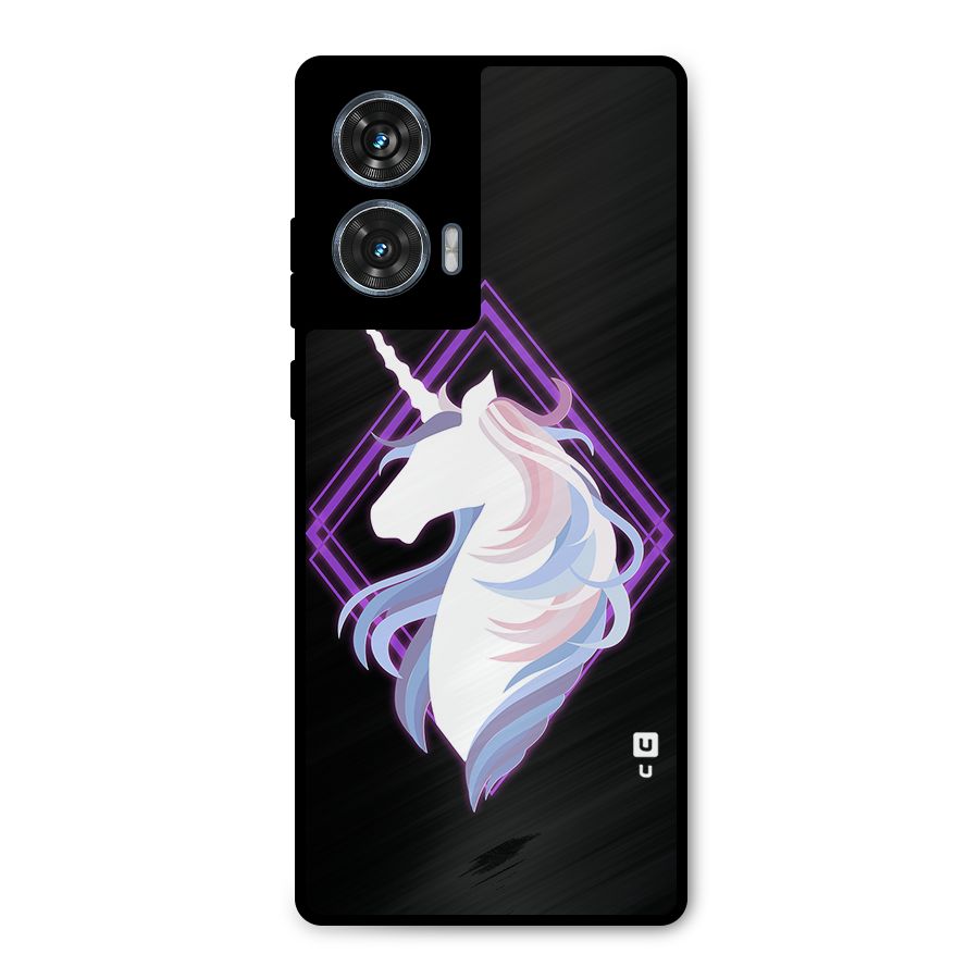 Cute Unicorn Illustration Metal Back Case for Motorola Edge 50 Fusion