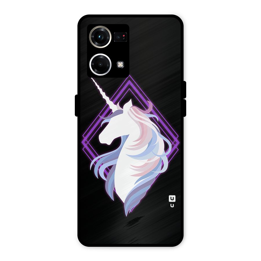Cute Unicorn Illustration Metal Back Case for Oppo F21s Pro 4G