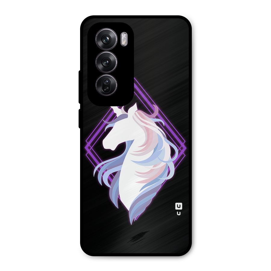 Cute Unicorn Illustration Metal Back Case for Oppo Reno12 Pro