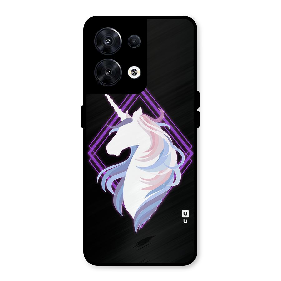 Cute Unicorn Illustration Metal Back Case for Oppo Reno8 5G