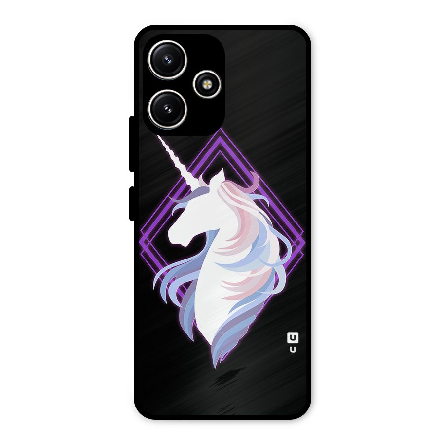 Cute Unicorn Illustration Metal Back Case for Poco M6 Pro