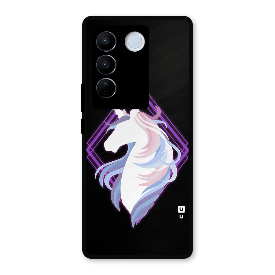 Cute Unicorn Illustration Metal Back Case for Vivo V27 Pro
