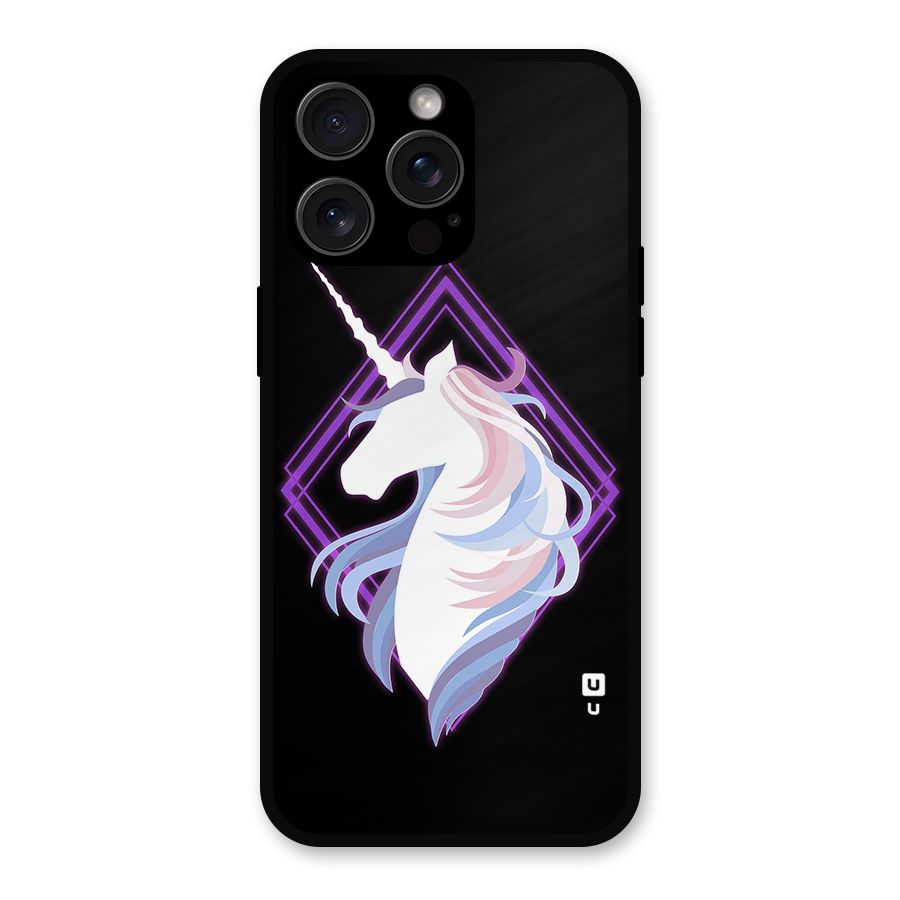 Cute Unicorn Illustration Metal Back Case for iPhone 15 Pro Max