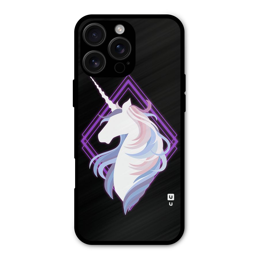 Cute Unicorn Illustration Metal Back Case for iPhone 16 Pro Max