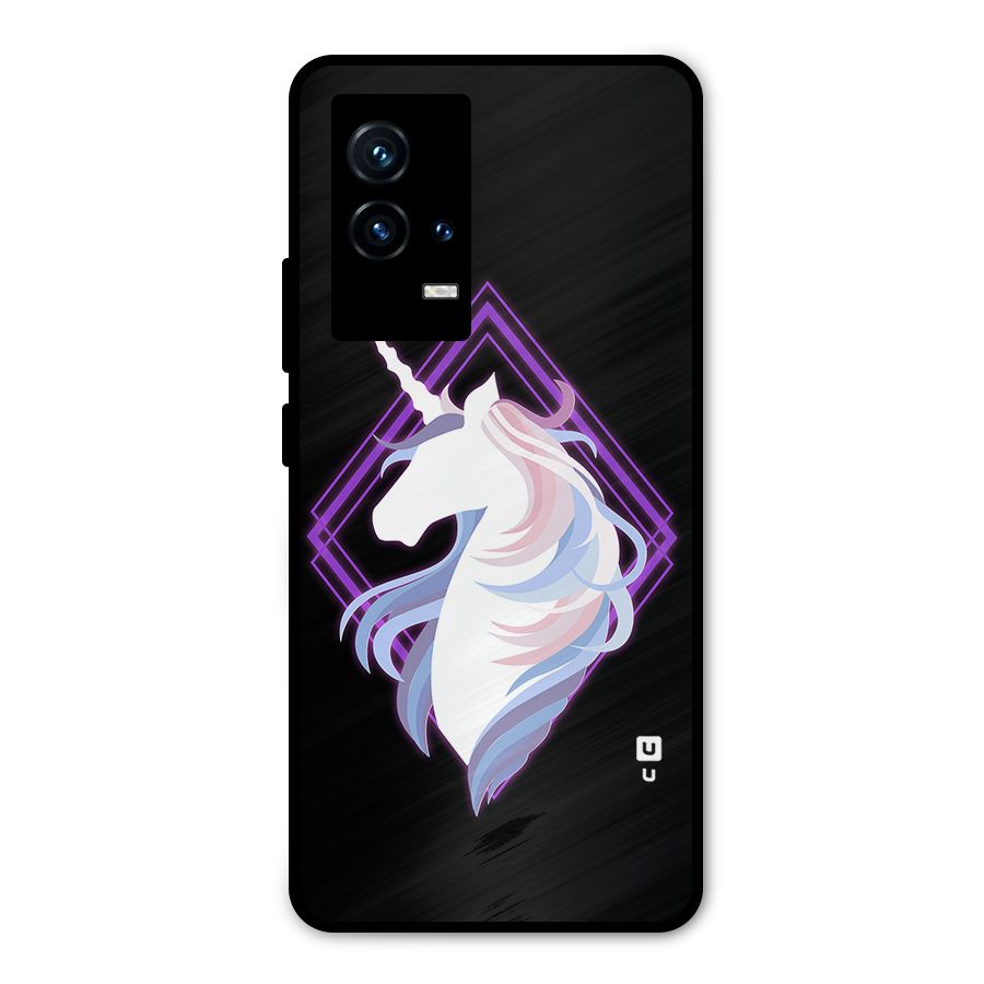 Cute Unicorn Illustration Metal Back Case for iQOO 9 5G