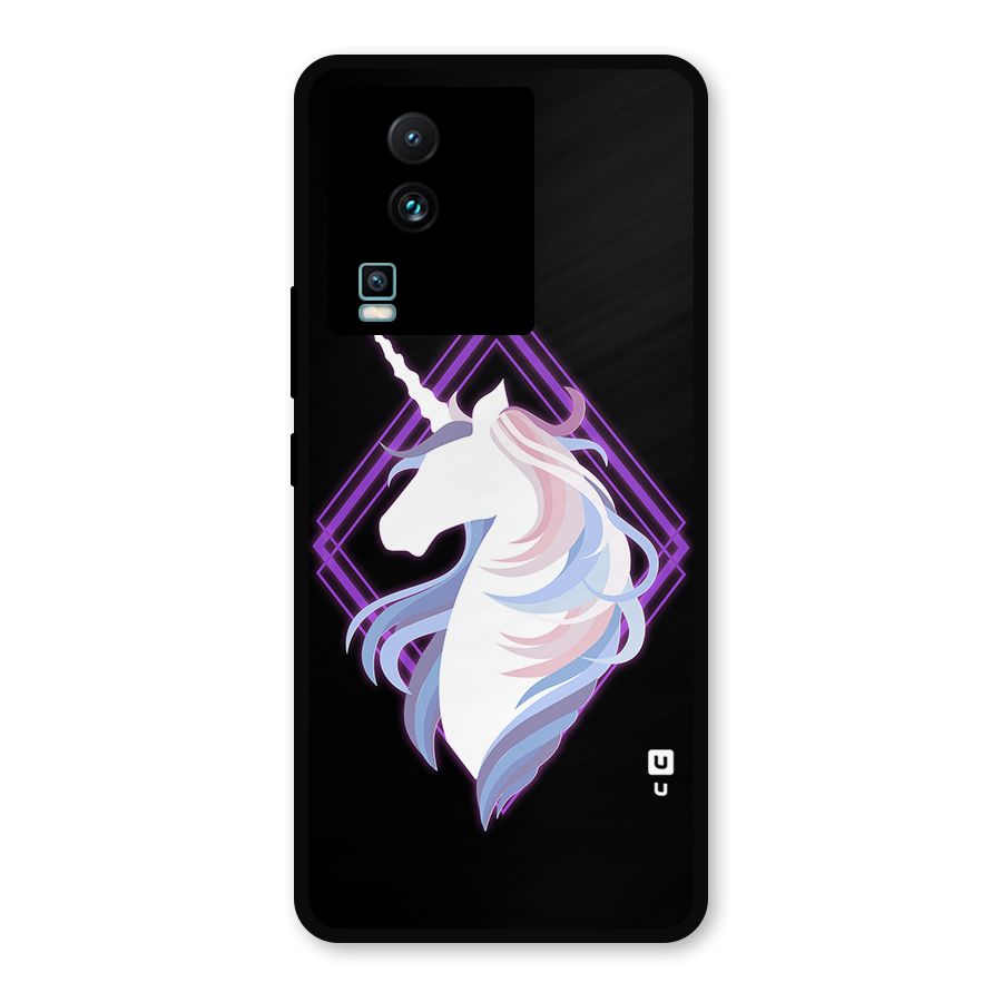 Cute Unicorn Illustration Metal Back Case for iQOO Neo 7