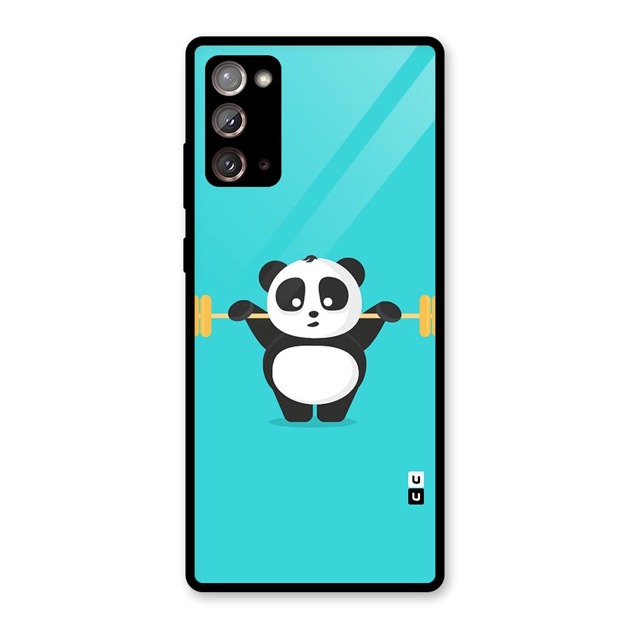 Cute Weightlifting Panda Glass Back Case for Galaxy Note 20