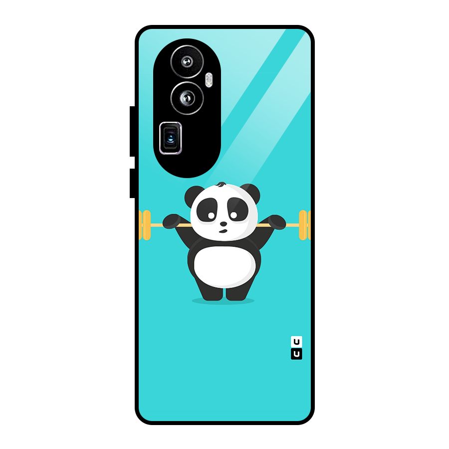 Cute Weightlifting Panda Glass Back Case for Oppo Reno10 Pro Plus