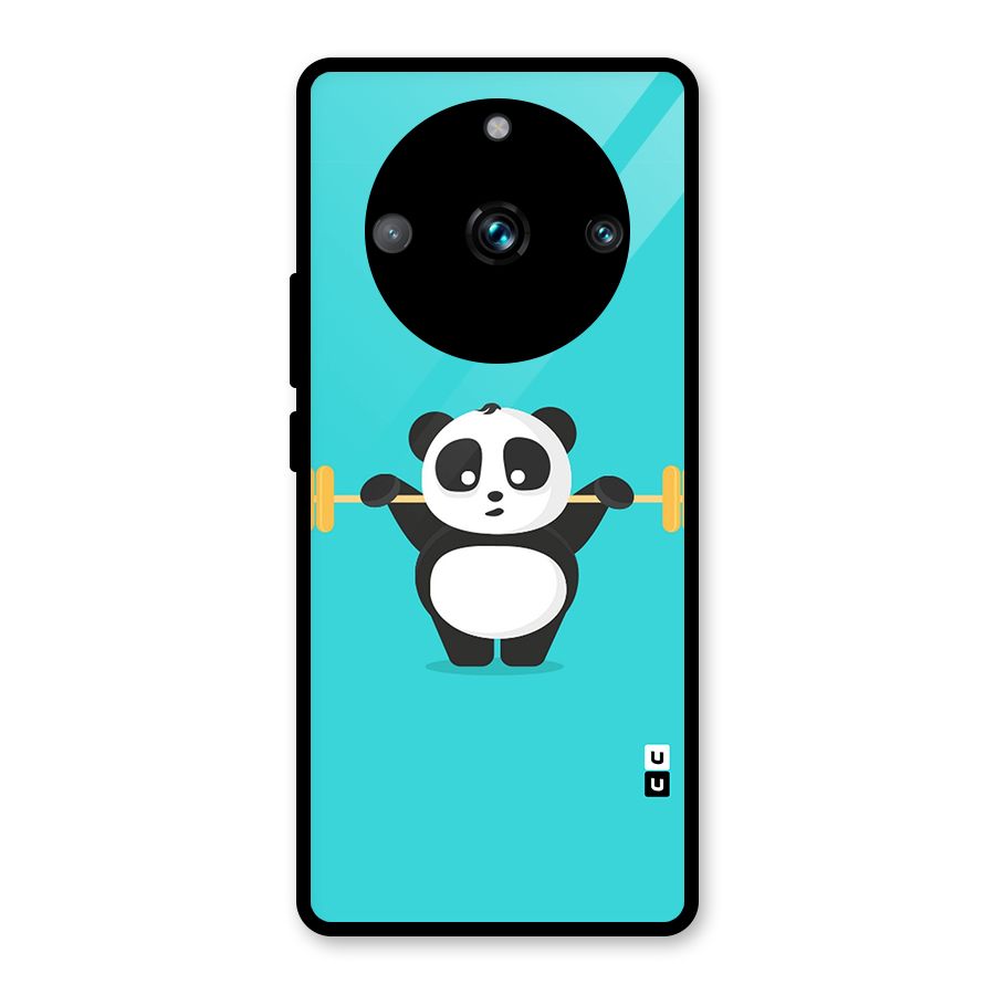 Cute Weightlifting Panda Glass Back Case for Realme Narzo 60 Pro