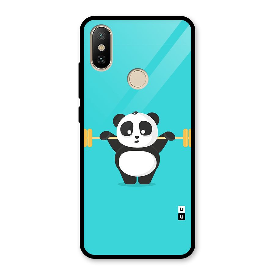 Cute Weightlifting Panda Glass Back Case for Redmi A2
