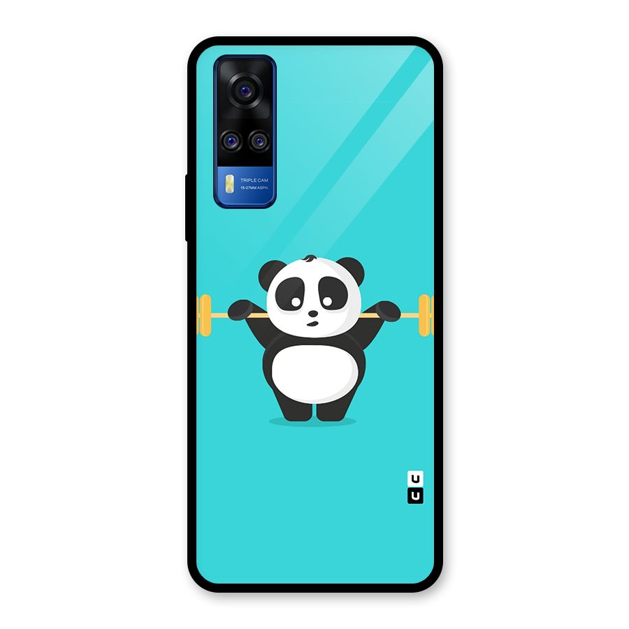 Cute Weightlifting Panda Glass Back Case for Vivo Y31